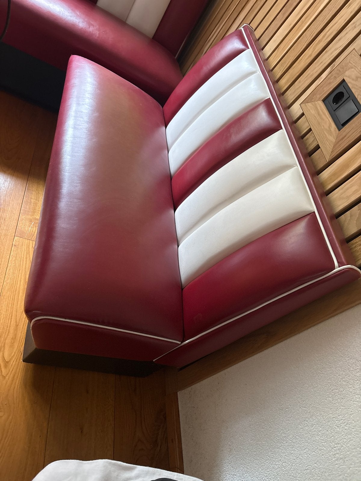 Vintage Diner Bankstel Rood/Wit - Retro Stijl uit Thialf, Ophalen, Gebruikt, Kunststof