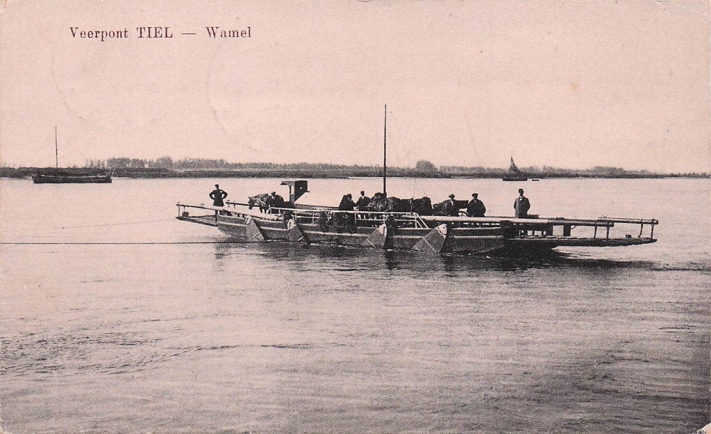 Tiel - Veerpont Wiel naar Wamel (gel. 1916), Ophalen of Verzenden, Voor 1920, Gelopen, Gelderland