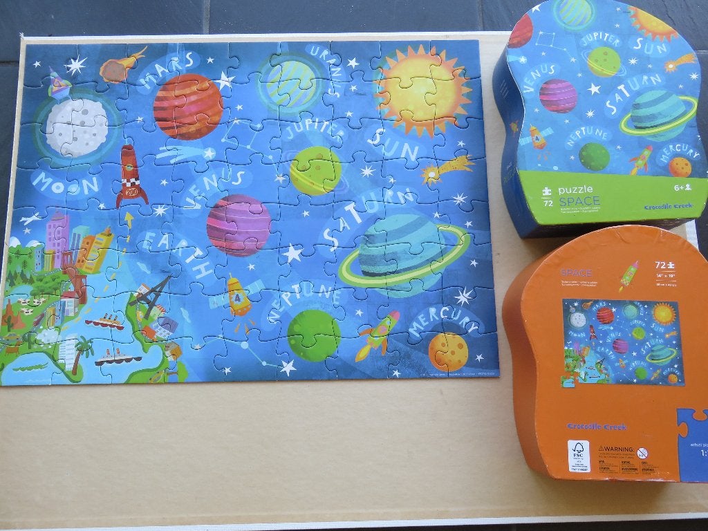 Puzzel 72 stukjes Space Zonnestelsel Crocodile Creek., Ophalen of Verzenden, Meer dan 50 stukjes, Gebruikt, 4 tot 6 jaar