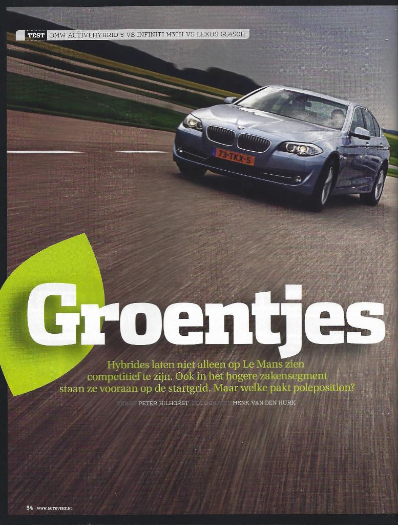 Autovisie test BMW Activhybrid 5,Infiniti,Lexus GS450h, Boeken, Auto's | Folders en Tijdschriften, Gelezen, Algemeen, Ophalen of Verzenden