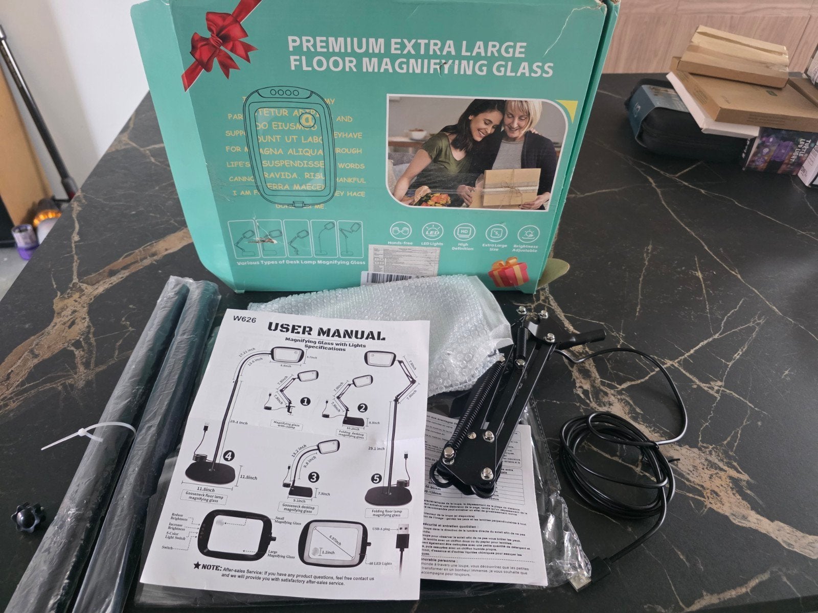 Premium Extra Grote Vloer Loep met Verlichting, Ophalen of Verzenden, Nieuw, Zwart, Metaal