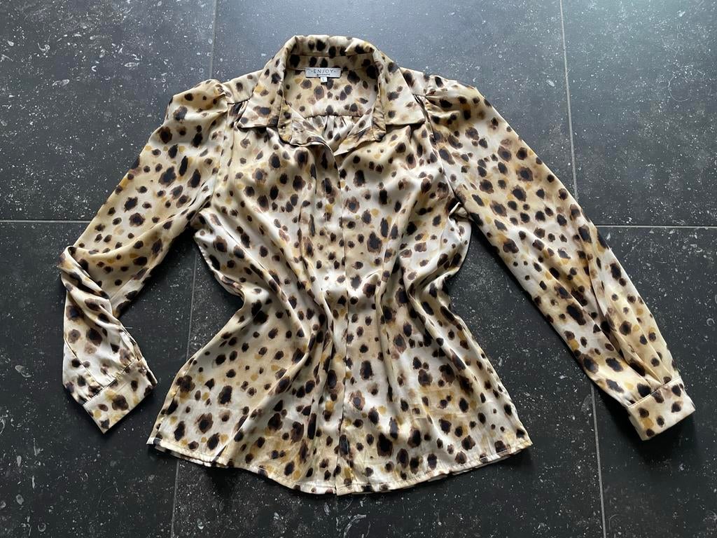 Enjoy Dames Blouse Luipaardprint Maat L, Kleding | Dames, Ophalen of Verzenden, Zo goed als nieuw, Maat 42/44 (L), Bruin