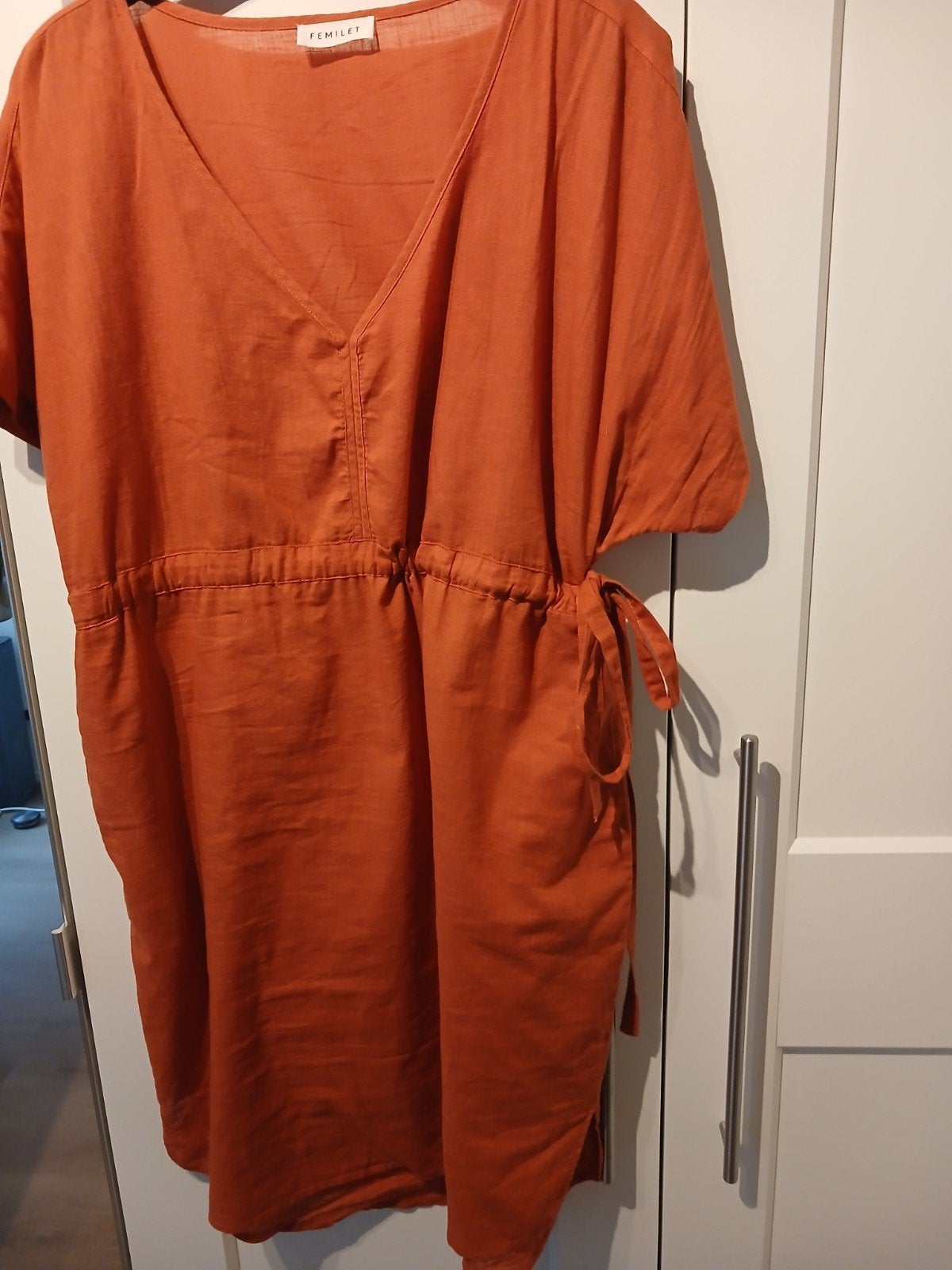 Katoenen jurkje, strandjurkje van Femilet maat 40/42, Overige typen, Verzenden, Oranje, Zo goed als nieuw