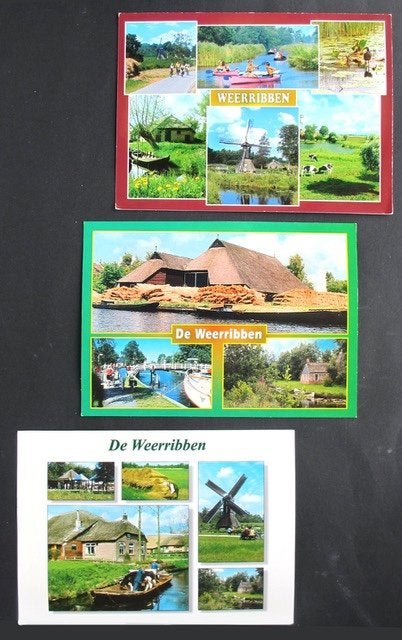 De Weerribben 3 Ansichtkaarten Vintage Jaren 70 Samen € 2, Ophalen of Verzenden, 1960 tot 1980, Ongelopen, Overijssel