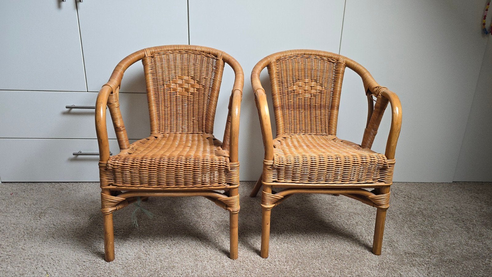 Set van 2 rotan kinderstoelen - Vintage look, Kinderen en Baby's, Kinderstoelen, Ophalen of Verzenden, Gebruikt