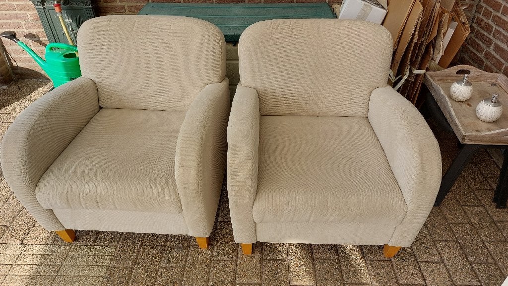 2 beige fauteuils, Ophalen, Twee, Overige kleuren, Zo goed als nieuw