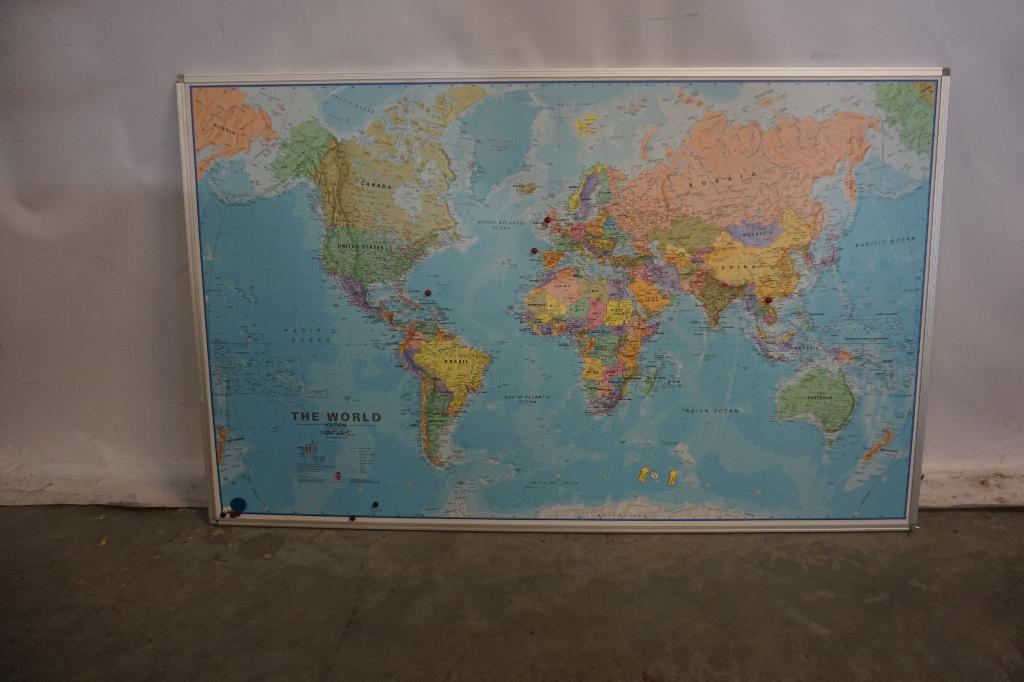 Wereldkaart magnetische landkaart bord 138x85,5, Landkaart, 1800 tot 2000, Wereld, Ophalen