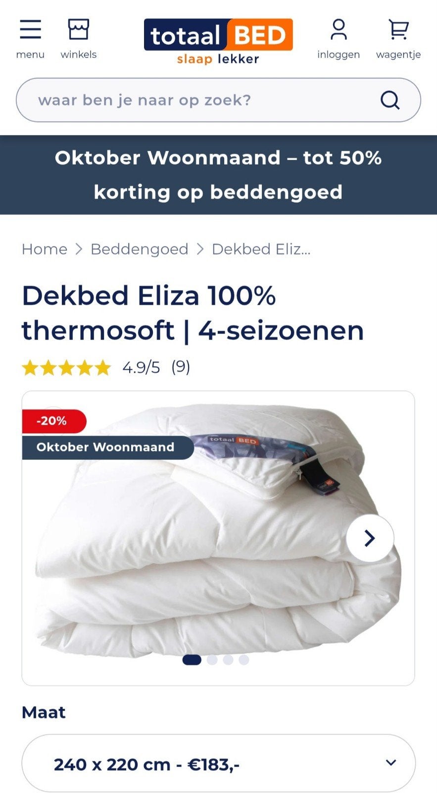 Dekbed Eliza 100% thermosoft | 4-seizoenen (240 x 220 cm), Ophalen, Wit, Tweepersoons, Deken of Dekbed