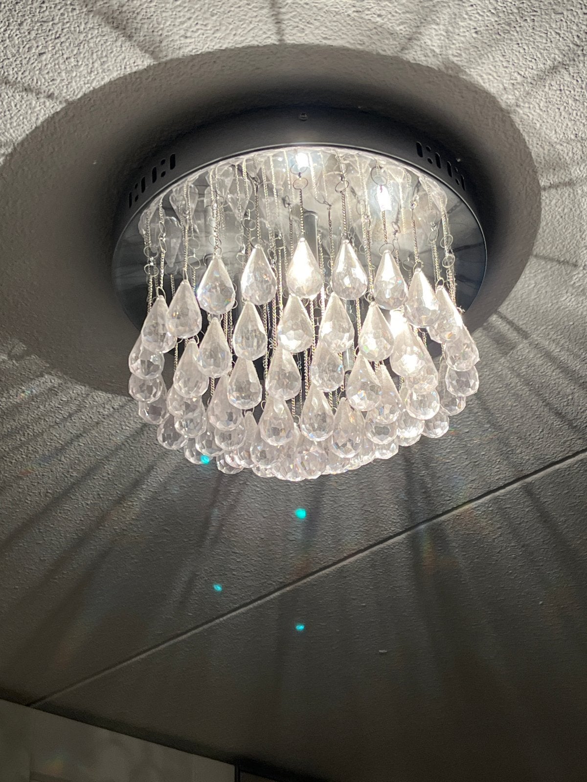 Plafondlamp met kristallen pegels, Ophalen of Verzenden, Gebruikt, Metaal, Overige fittingen