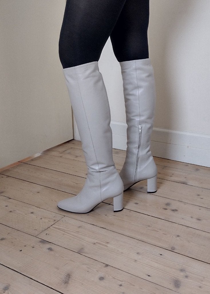 Natan, Kleding | Dames, Schoenen, Hoge laarzen, Wit, Ophalen of Verzenden, Zo goed als nieuw