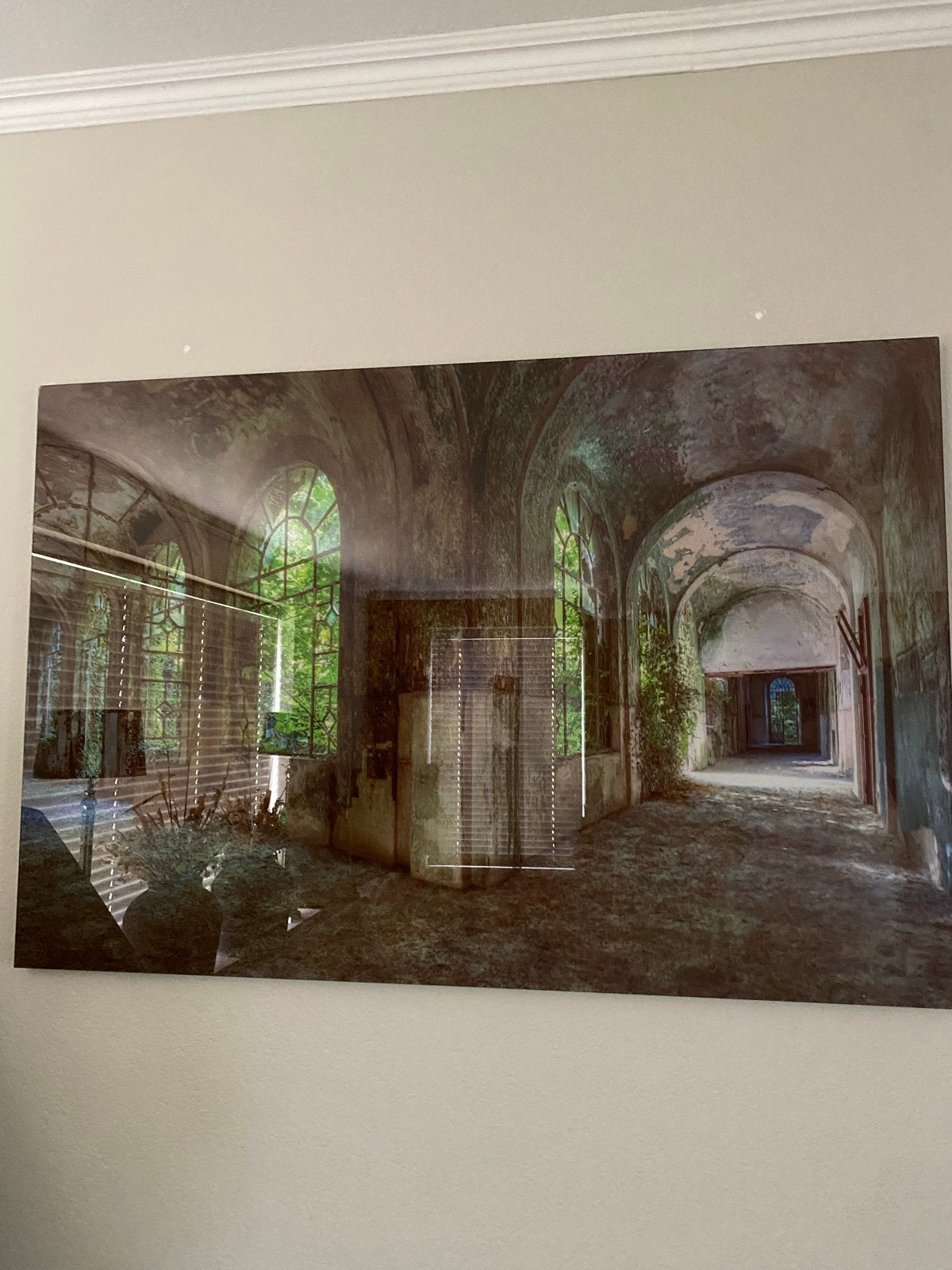Grote foto op plexiglas van verlaten gebouw, Ophalen, 50 – 75, Zo goed als nieuw, 100 tot 125 cm