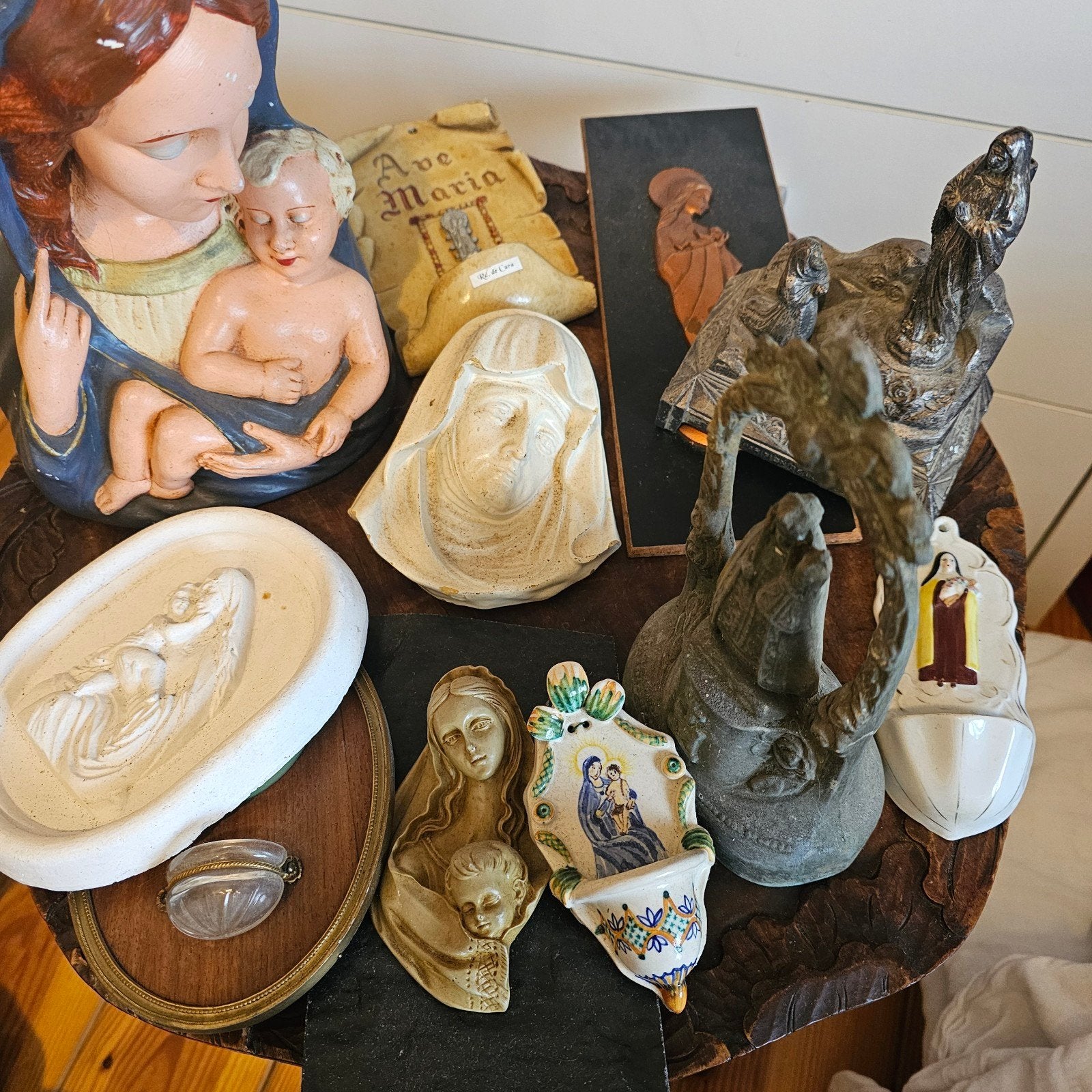 wijwaterbakjes/maria, Antiek en Kunst, Ophalen