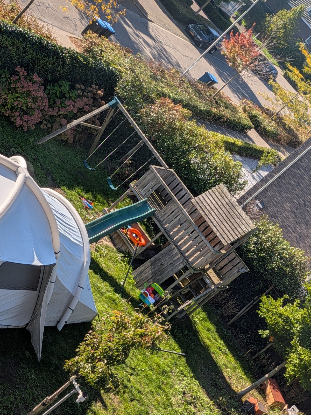 Houten speeltoestel met glijbaan en schommels, Kinderen en Baby's, Ophalen, Gebruikt, Glijbaan