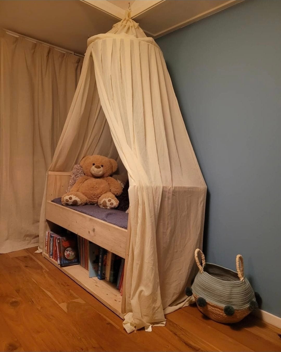 Steigerhouten bankje met matras teab (excl. accessoires), Ophalen, Gebruikt, Minder dan 150 cm
