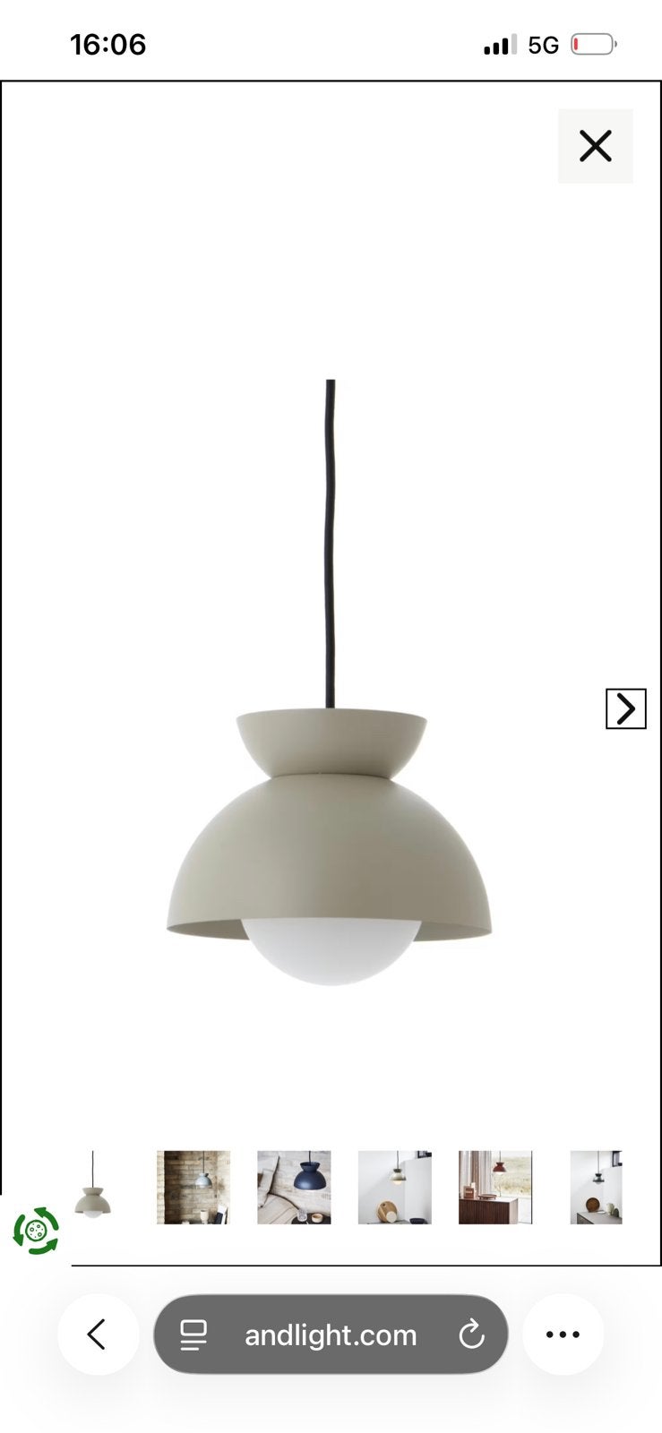 Frandsen Butterfly lamp diameter 21 mat grijs/beige., Ophalen of Verzenden, Zo goed als nieuw