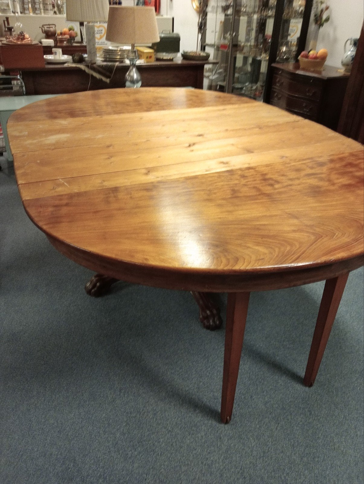 Antieke coulissen tafel van massief mahonie, Ophalen of Verzenden