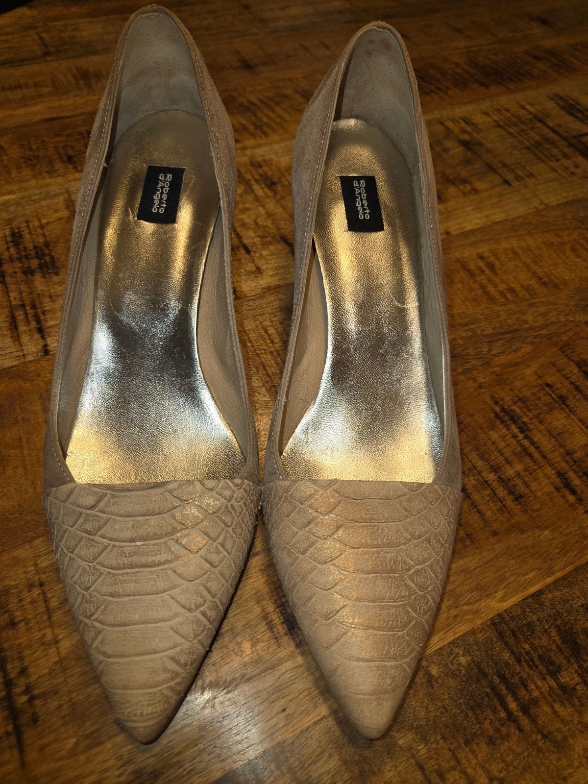 Roberto d'Angelo Pumps - Beige met slangenprint, Pumps, Beige, Roberto D'Angelo, Ophalen of Verzenden