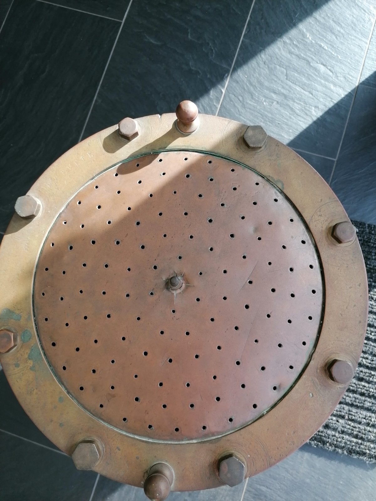Antieke Koperen Ketel met Geperforeerd Deksel, Ophalen of Verzenden, Koper