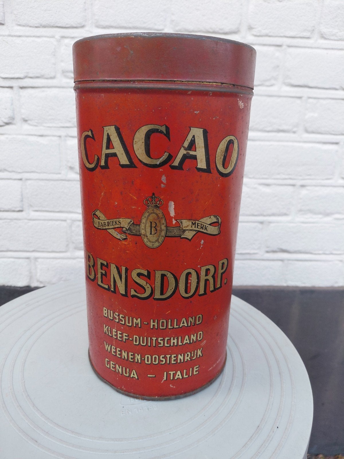 Vintage Bensdorp Cacao Blik - Rood, Antiek Verzamelobject, Verzamelen, Ophalen of Verzenden, Gebruikt, Overige, Overige merken