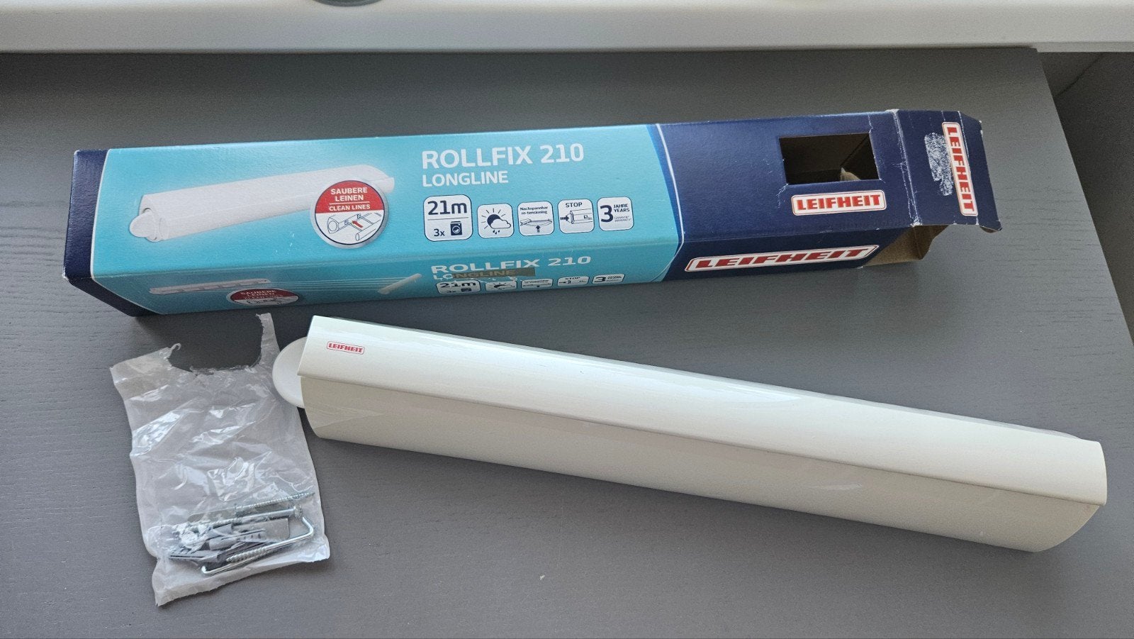 Leifheit Rollfix 210 uittrekbare waslijn met doos, Ophalen of Verzenden, Gebruikt, Overige typen