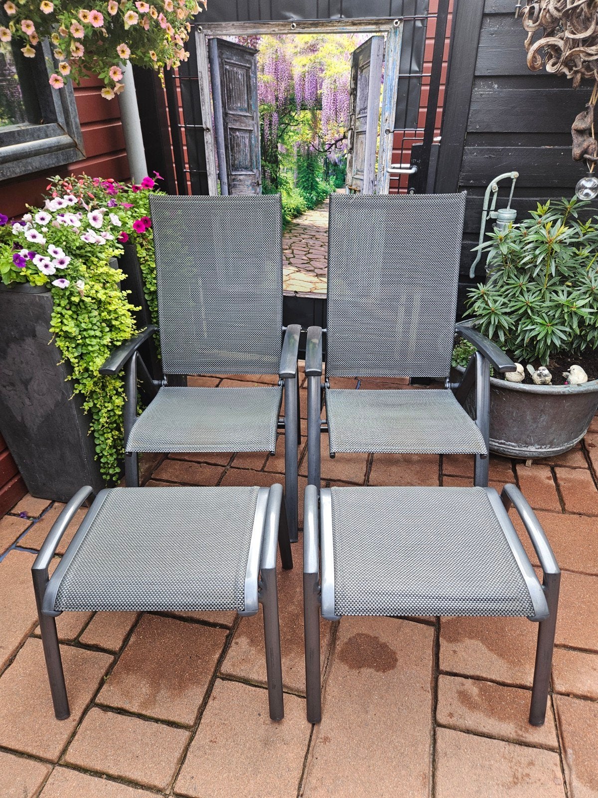 bellagio tuinstoelen met voetenbankjes, Ophalen, Aluminium