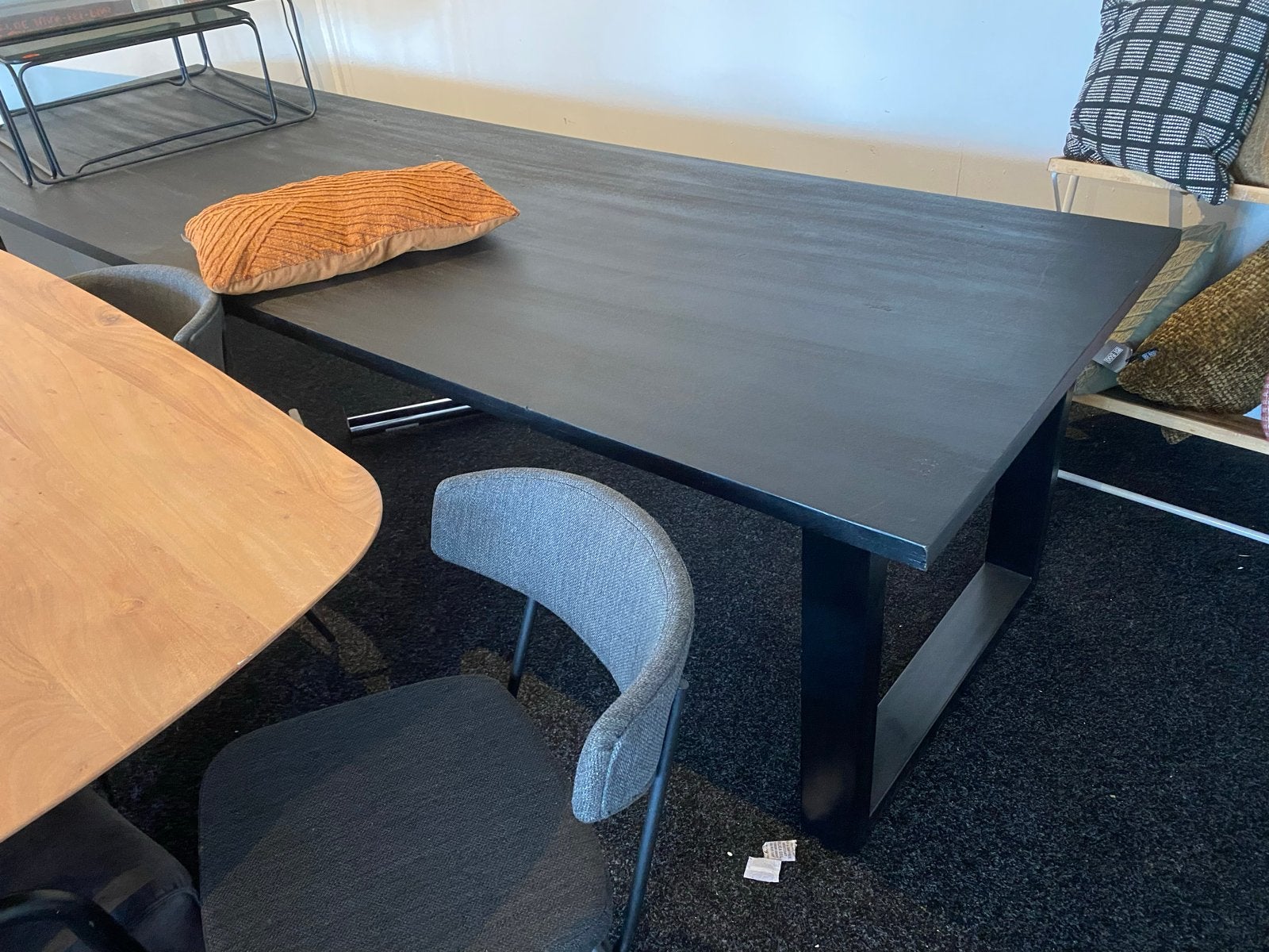 Massief Zwart Mangohouten Tafel 300x100 cm, Huis en Inrichting, Tafels | Eettafels, Ophalen, 100 tot 150 cm, Vijf personen of meer
