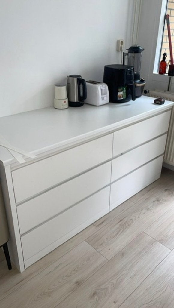 IKEA ladekast (Malm-type, 6 lades) met opgezet blad, Ophalen, Gebruikt, 5 laden of meer, 150 tot 200 cm