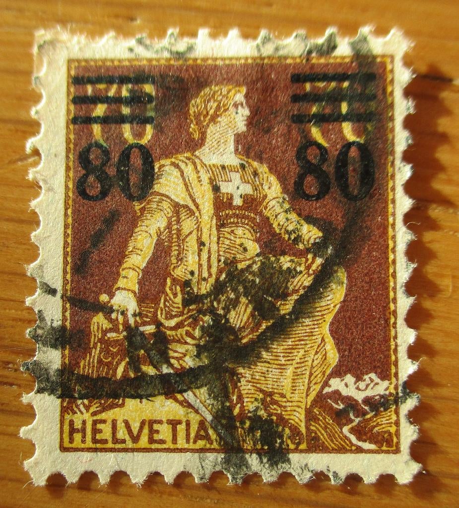 Zwitserland, zittende Helvetia, met opdruk, 1915, Verzenden, Gestempeld