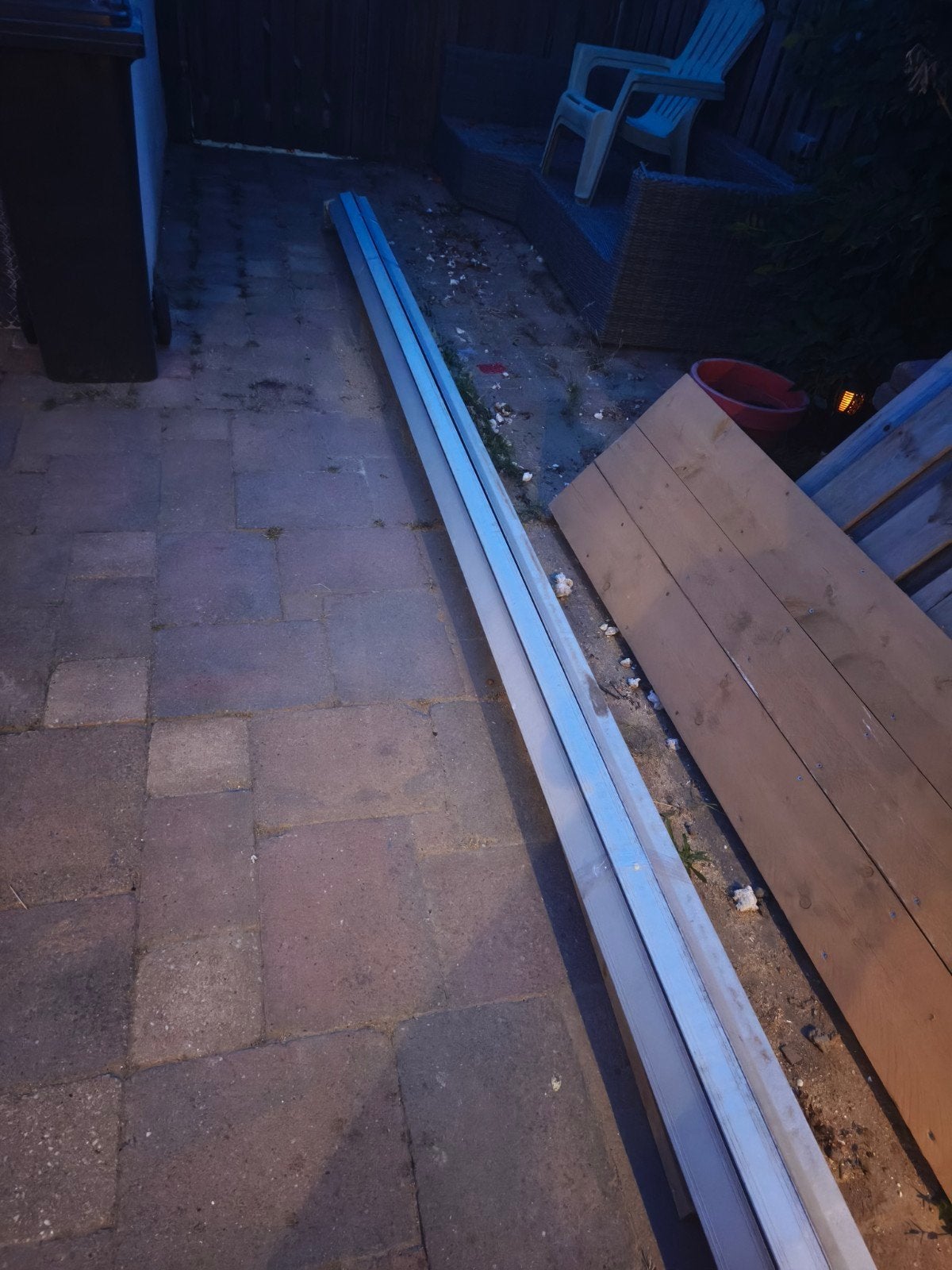 Zonnescherm blauw/wit gestreept (motor defect), Ophalen, Gebruikt, Overige typen, Elektrisch