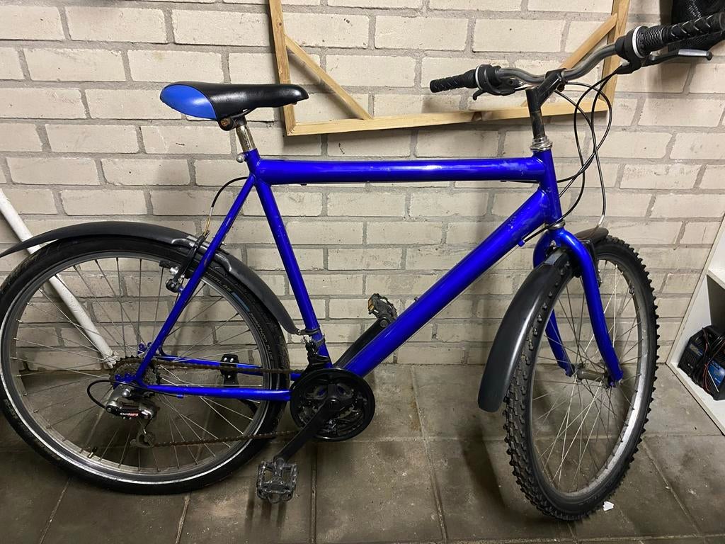 Blauwe 26 inch fiets met 24 versnellingen, Ophalen, Gebruikt, 26 inch, Velgrem