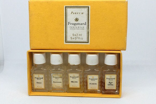 Vintage set Parfum Fragonard met 5  flesjes, Verzenden, Gebruikt