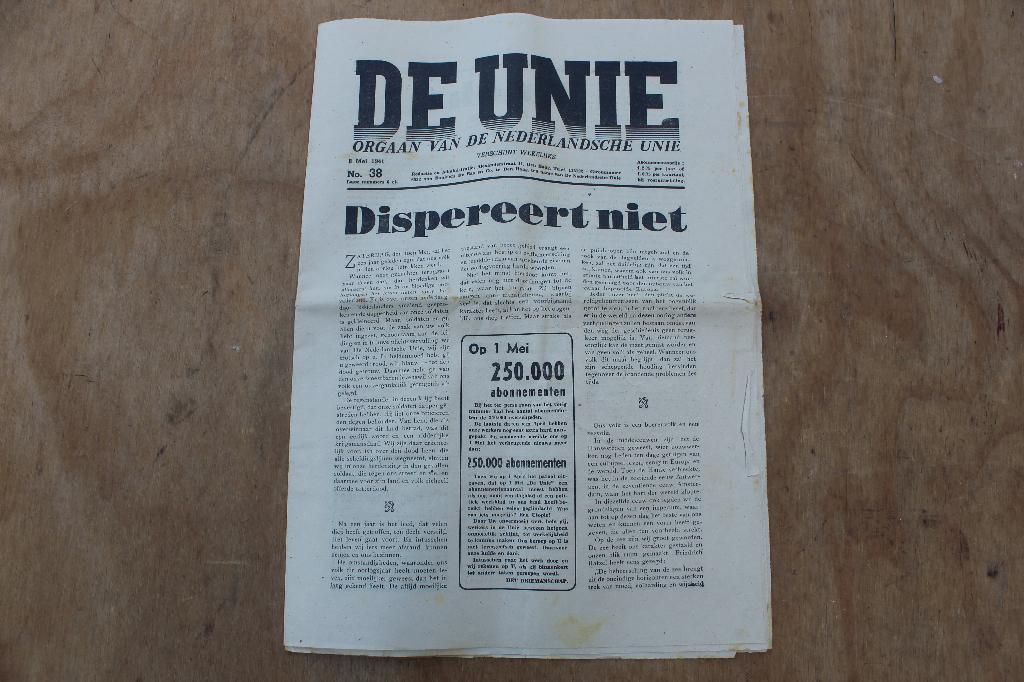 + De Unie Krant 8 Mei 1941 Tegenhanger Van De NSB +, Verzamelen, Ophalen of Verzenden, Overige soorten, Nederland, Overige typen