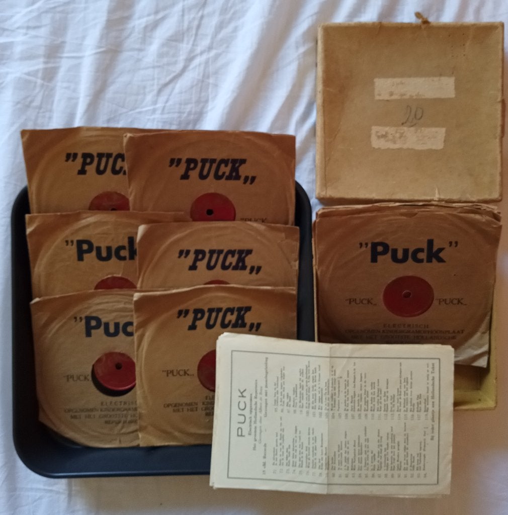 11 Puck Kindergrammofoonplaten - Vintage Collectie, Ophalen, Gebruikt, Beschermende buitenhoes, Overige formaten