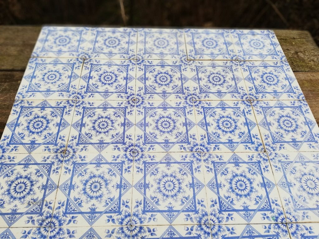 Mooi achter haard of kachel, 40 stuks 77x123 cm, blauw wit, Antiek en Kunst, Antiek | Wandborden en Tegels, Ophalen