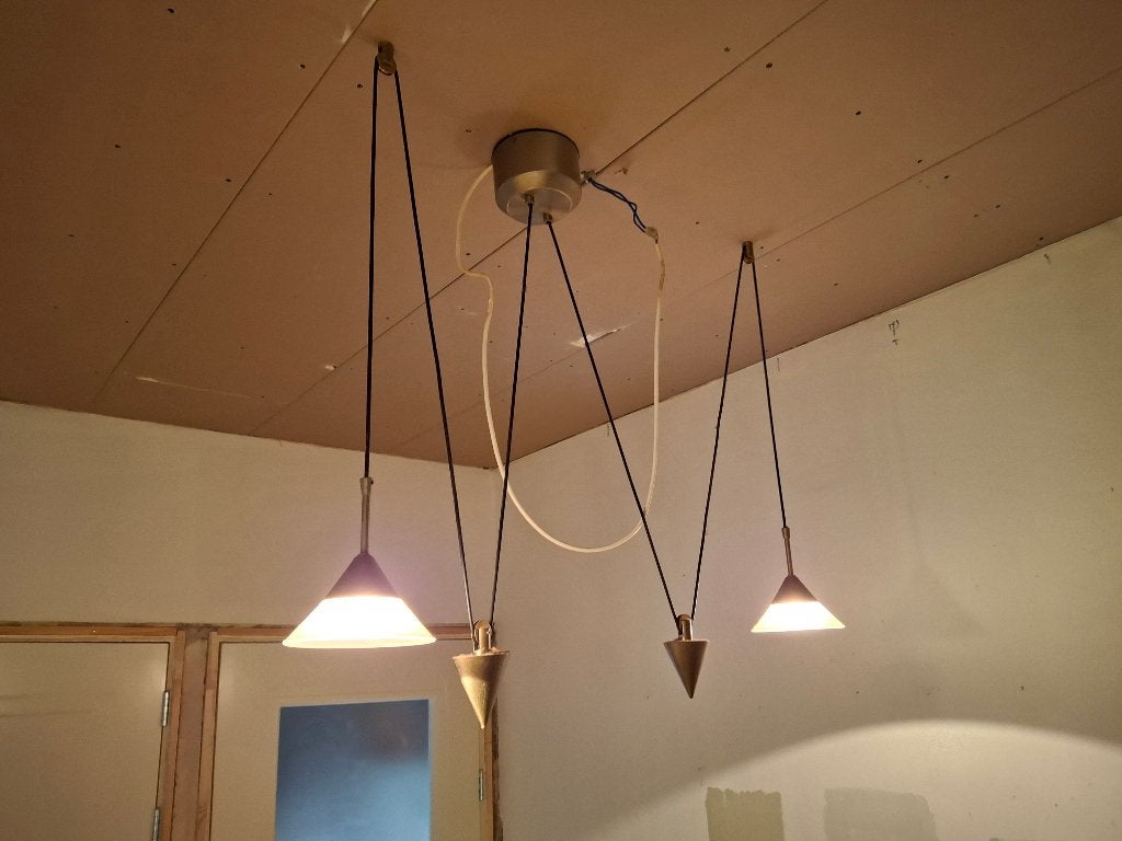 leuke, moderne, dubbele hanglamp, Ophalen, Gebruikt, Glas, G4