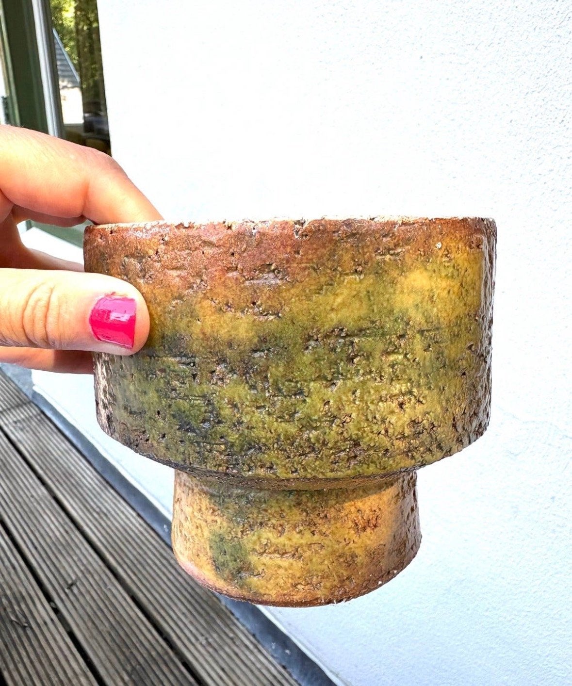 Vintage Berkenbast Keramieken Pot - Jaren '60/'70, Ophalen of Verzenden