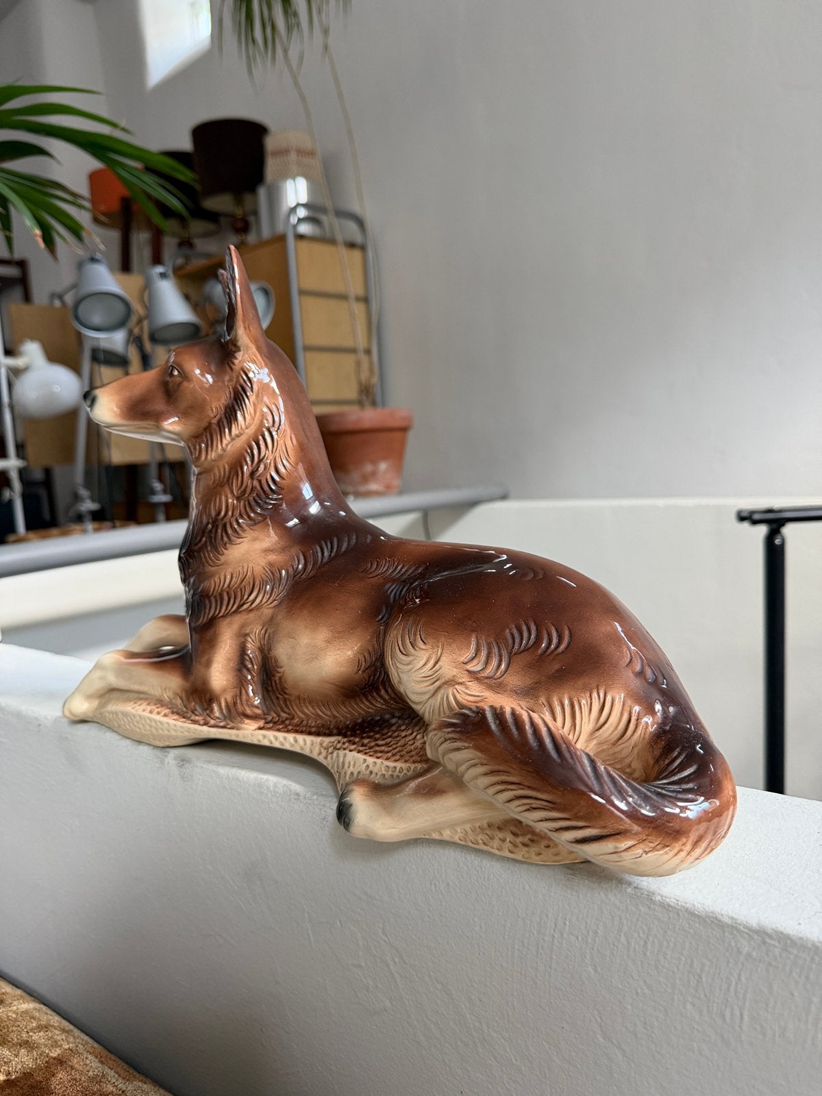 Vintage porseleinen herdershond, Dutch design Jema, Ophalen, Zo goed als nieuw, Hond of Kat, Beeldje of Figuurtje