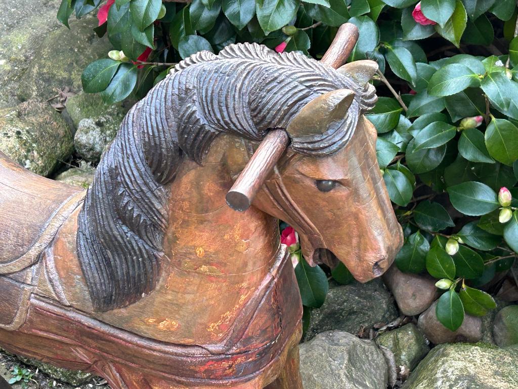 Geweldig mooi oud houten paardje, Antiek en Kunst, Ophalen, Hout, Beeld
