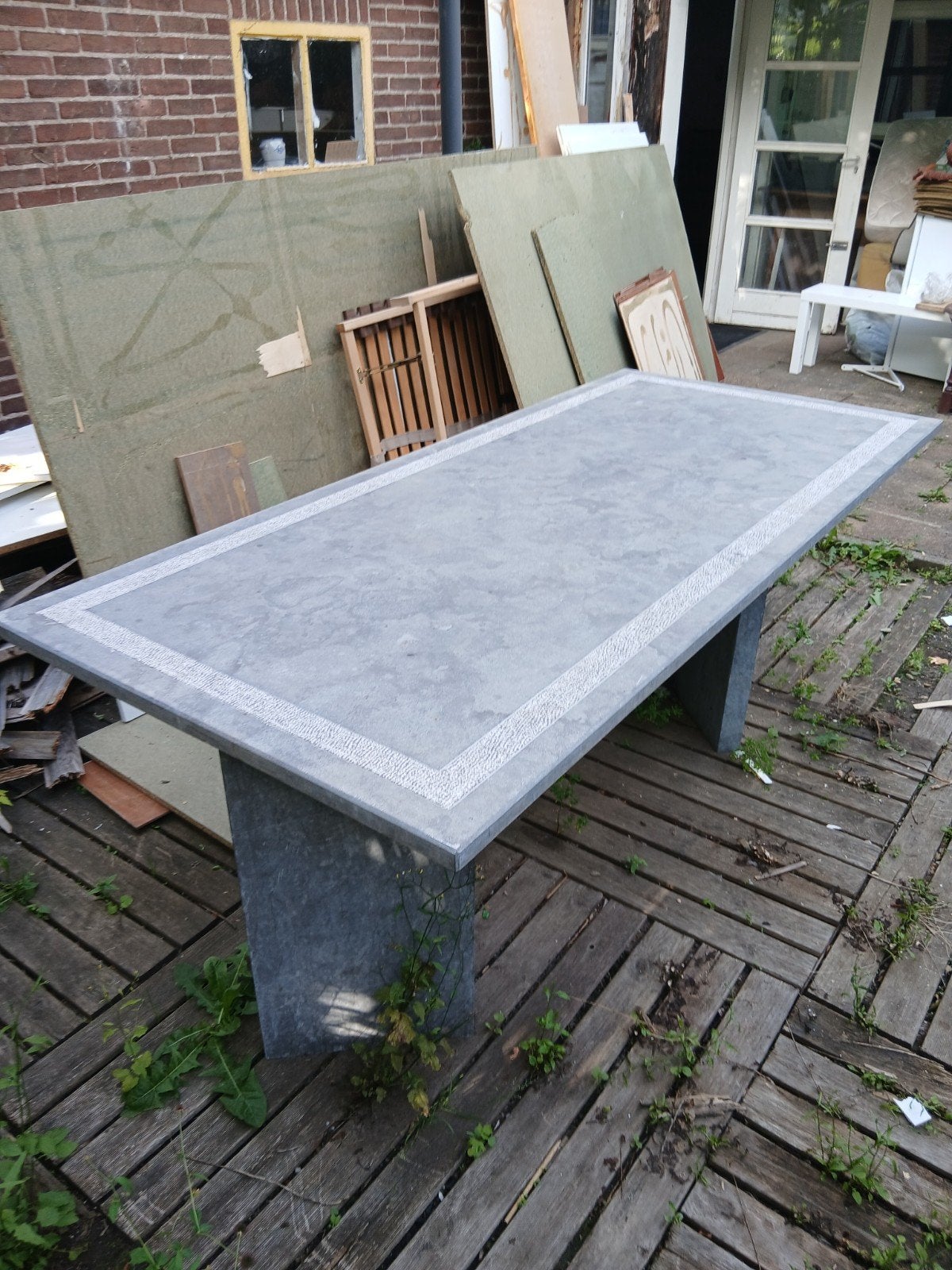 Zeer zware tuintafel van natuursteen, Ophalen, Gebruikt, Rechthoekig, Overige materialen