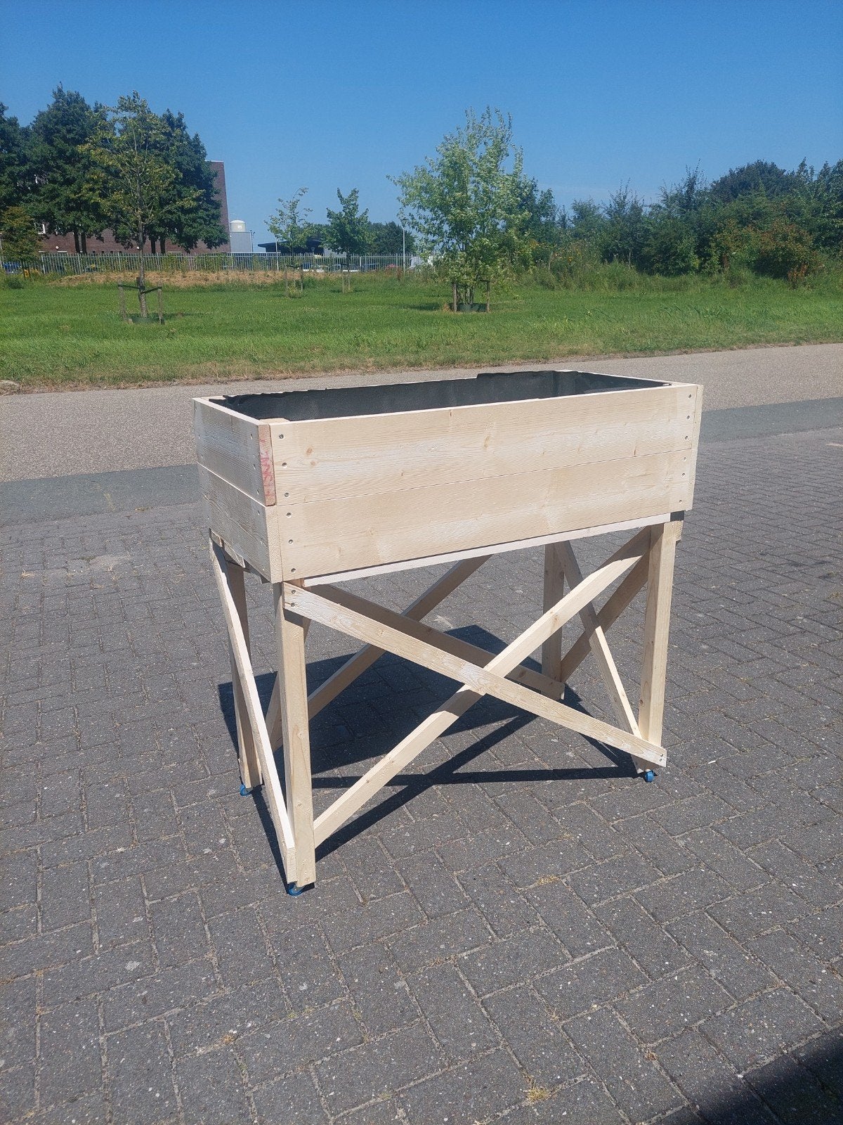 Houten plantenbak op poten - ideaal voor tuin of balkon, Tuin en Terras, Ophalen of Verzenden, Zo goed als nieuw, Balkon, 60 tot 100 cm