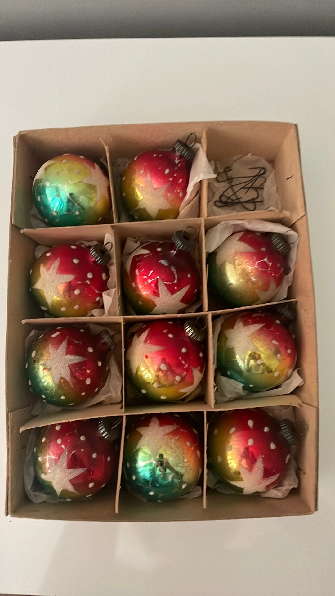 Set vintage glazen kerstballen / West Germany, Ophalen, Gebruikt