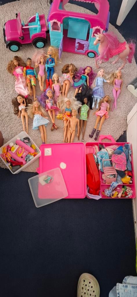 Grote collectie Barbies, accessoires en voertuigen, Ophalen, Gebruikt, Meisje