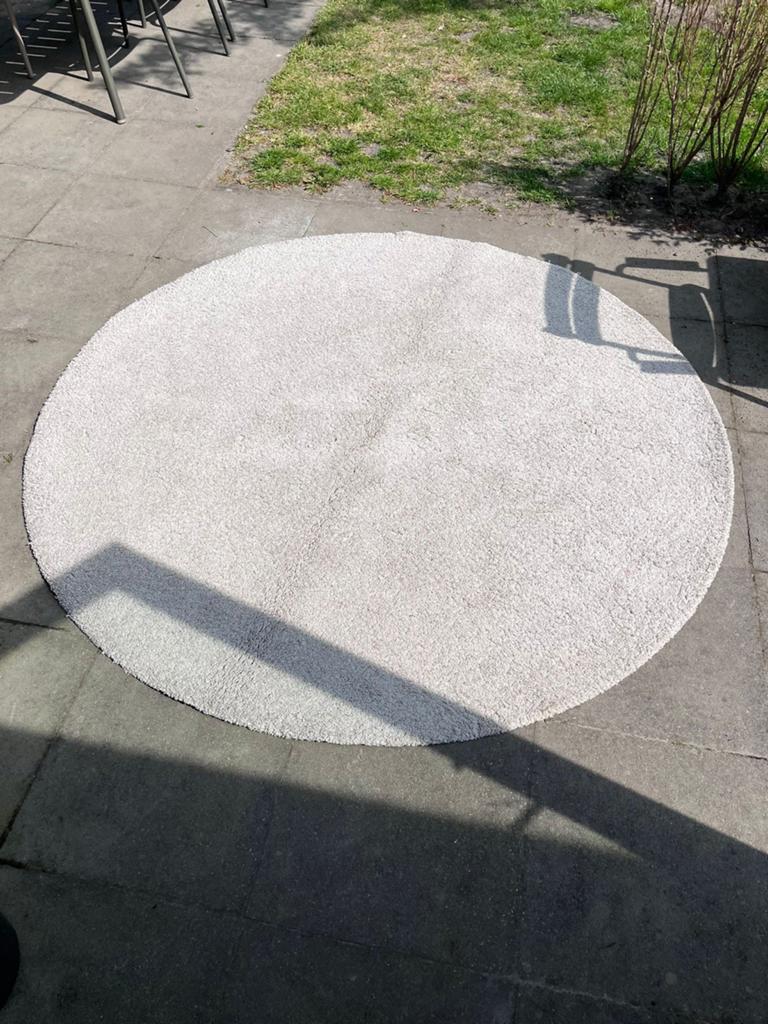 IKEA ADUM Rond Vloerkleed - Crème/Beige, Huis en Inrichting, 150 tot 200 cm, Rond, Ophalen of Verzenden, Zo goed als nieuw