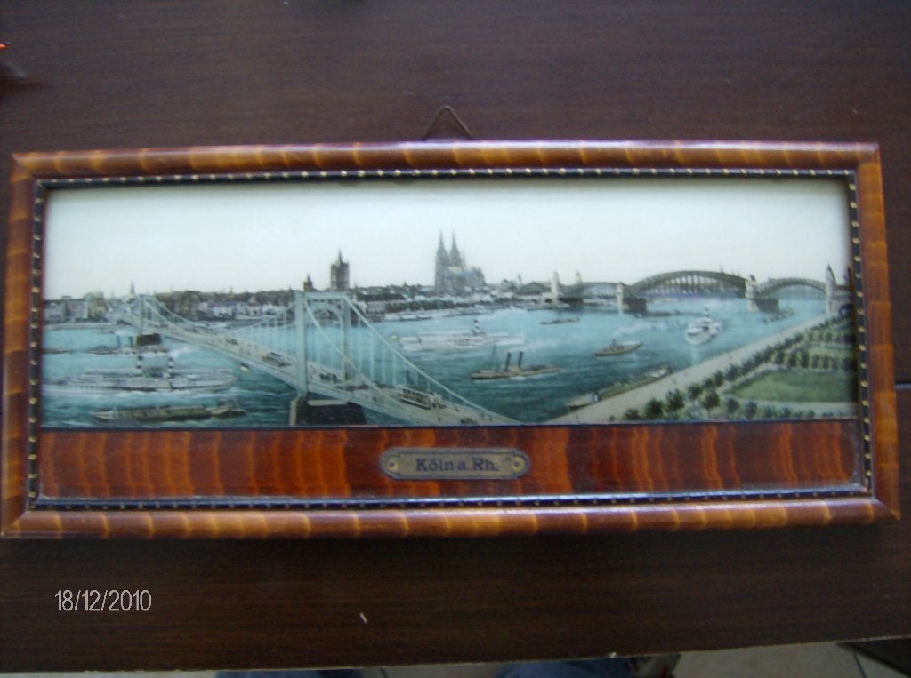 Panorama afbeelding Köln am Rhein achter bolglas 30x13 1920, Antiek en Kunst, Kunst | Tekeningen en Foto's, Ophalen of Verzenden