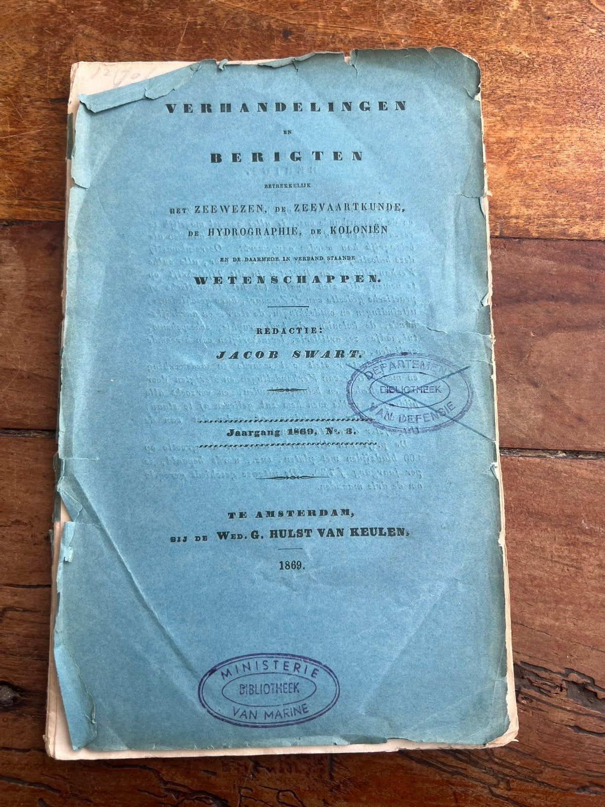 Nederlands verslag rapport marine 1869 KNIL overzees, Verzamelen, Militaria | Algemeen, Verzenden, Nederland, Embleem of Badge