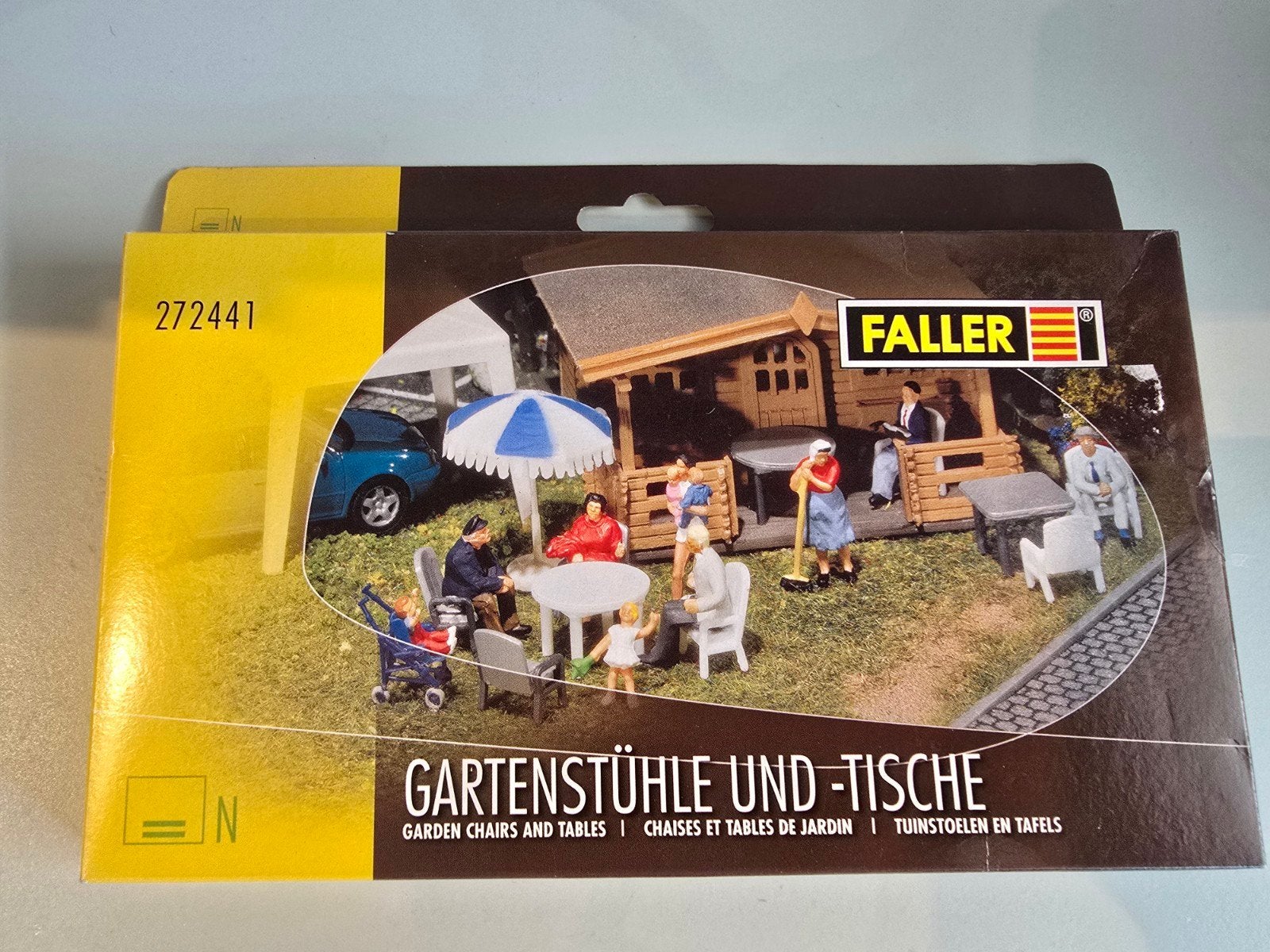 Tuintafels en stoelen faller N spoor trein 1:160, Overige merken, Gelijkstroom of Wisselstroom, Brug, Tunnel of Gebouw, Nieuw