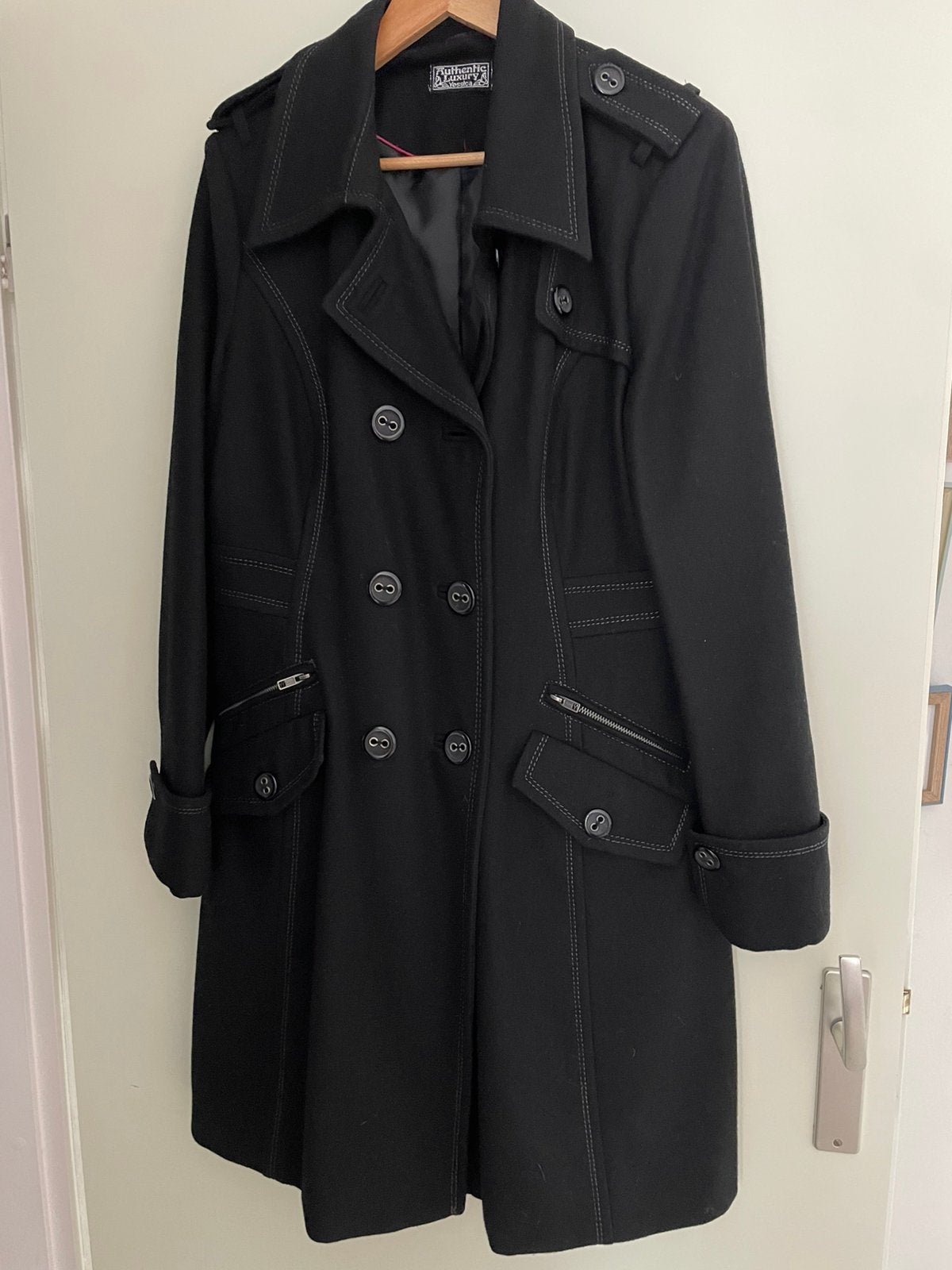 Wollen zwarte jas Vintage stoer model, Ophalen, Zo goed als nieuw, Maat 38/40 (M), Zwart