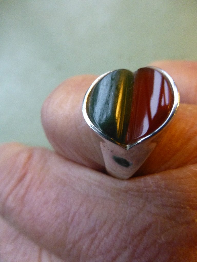Scandinavisch Design Zilveren Ring Jade Carneool/ gesigneerd, Verzenden, Zilver, Ring, Met edelsteen