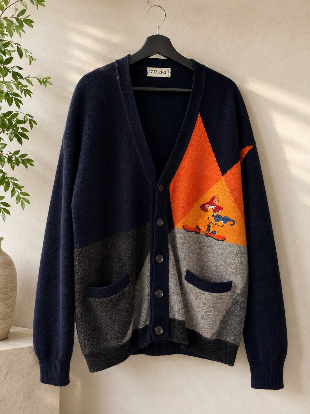 Vintage Iceberg Disney vest - 100% Lana Wool, Ophalen of Verzenden, Gedragen, Maat 52/54 (L), Grijs