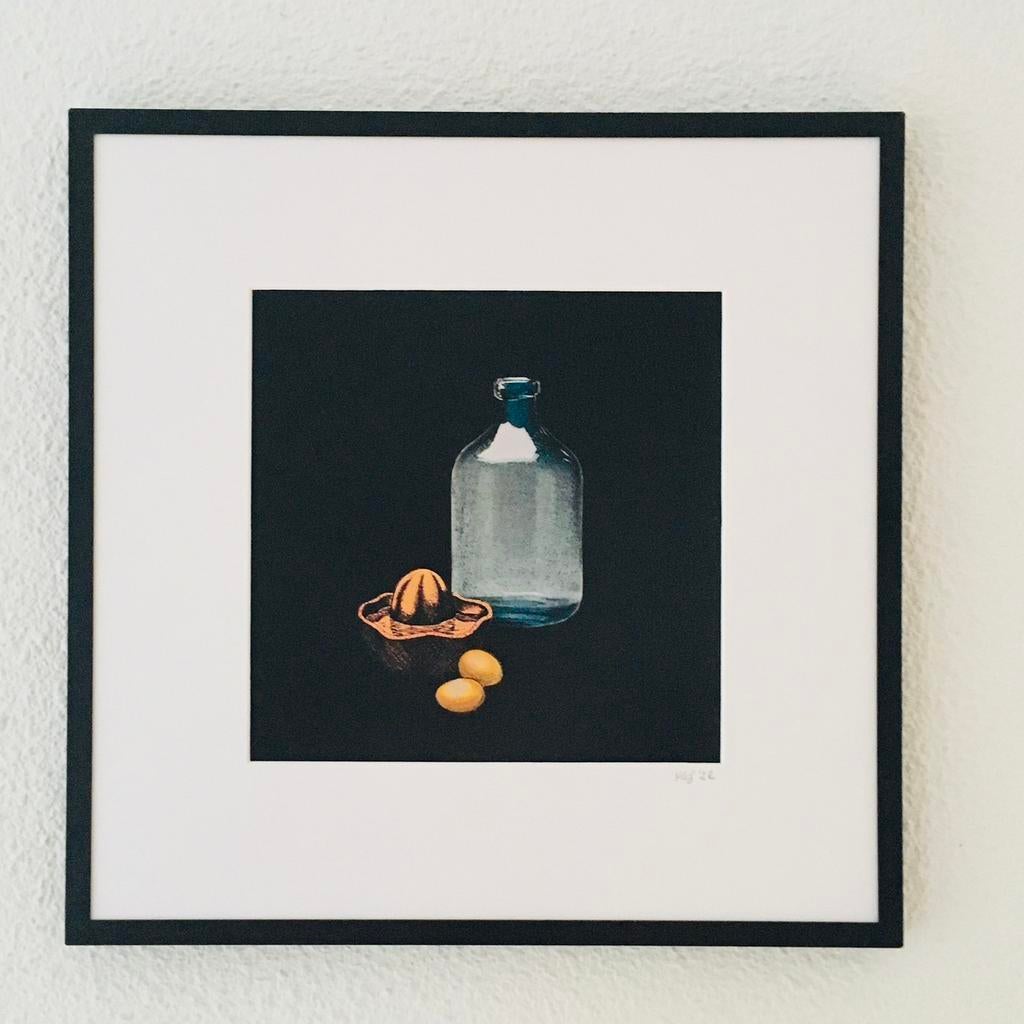 Collage “Stilleven met blauwe fles”, Ophalen of Verzenden